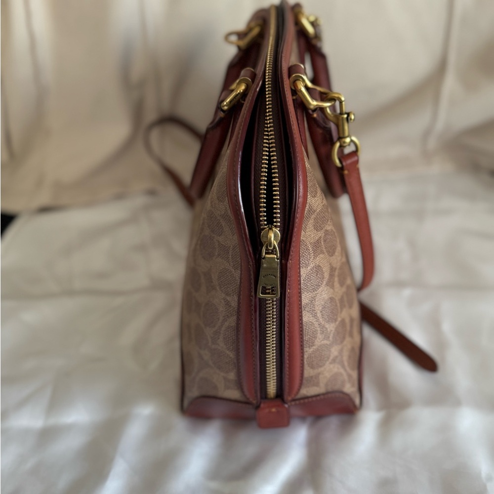 Coach Womens Coated Canvas Signature Quinn Satchel B4/Tan Rust - Picture 8 of 16